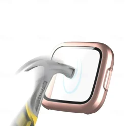 Screen Protector Compatible Fitbit Versa 2 Case Frosted PC Ultra-Thin Slim Tempered Glass Protective Case All-Around Full Cover Bumper Shell for Fitbit Versa 2 Smart Watch
