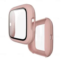 Screen Protector Compatible Fitbit Versa 2 Case Frosted PC Ultra-Thin Slim Tempered Glass Protective Case All-Around Full Cover Bumper Shell for Fitbit Versa 2 Smart Watch