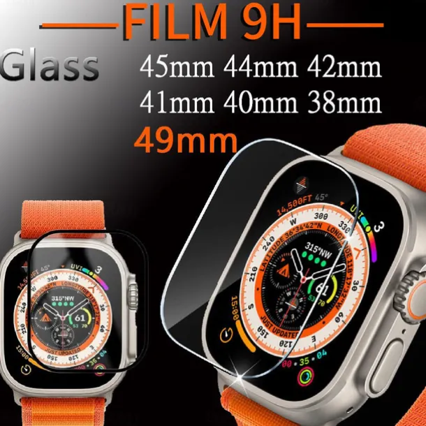 Screen Protector Film for iWatch Ultra/Ultra 2 Series 9 8 7 6 SE 5 4 3 2 1 for Apple Watch 49mm 44mm 40mm Soft / Tempered glass Protective Accessories(3/1pcs film)