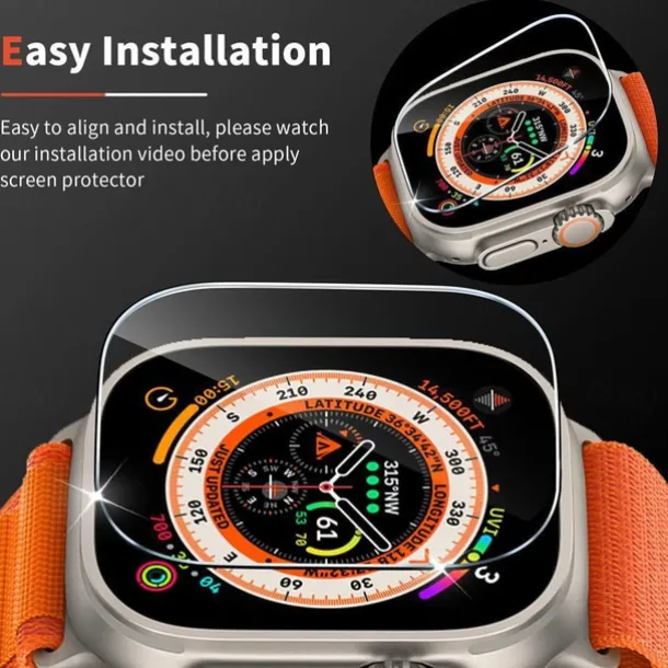 Screen Protector Film for iWatch Ultra/Ultra 2 Series 9 8 7 6 SE 5 4 3 2 1 for Apple Watch 49mm 44mm 40mm Soft / Tempered glass Protective Accessories(3/1pcs film)