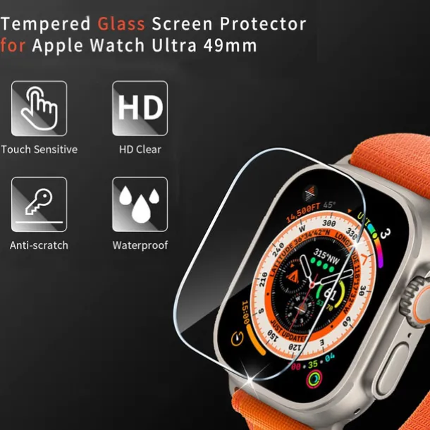 Screen Protector Film for iWatch Ultra/Ultra 2 Series 9 8 7 6 SE 5 4 3 2 1 for Apple Watch 49mm 44mm 40mm Soft / Tempered glass Protective Accessories(3/1pcs film)