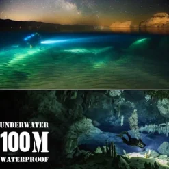 Scube Diving Flashlight IP68 WaterProof Underwater Rechargeable 1850 Battery Flashlight, Professional Diving Flashlight for Indoor and Outdoor Use