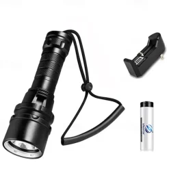 Scube Diving Flashlight IP68 WaterProof Underwater Rechargeable 1850 Battery Flashlight, Professional Diving Flashlight for Indoor and Outdoor Use