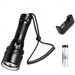 Scube Diving Flashlight IP68 WaterProof Underwater Rechargeable 1850 Battery Flashlight, Professional Diving Flashlight for Indoor and Outdoor Use