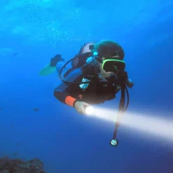 Scube Diving Flashlight IP68 WaterProof Underwater Rechargeable 1850 Battery Flashlight, Professional Diving Flashlight for Indoor and Outdoor Use