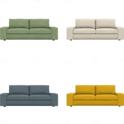 3-seat Sofa Cover Quilted 100% Cotton Slipcovers Solid Color KIVcover LITB PRIME cover