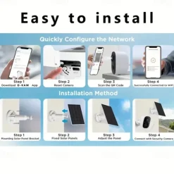 Security Camera Wireless Outdoor 3MP Security Camera with Solar Panel PIR Human Detection SD Card/Cloud Storage Flood Light Solar Cameras for Home Security