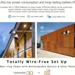 Security Camera Wireless Outdoor 3MP Security Camera with Solar Panel PIR Human Detection SD Card/Cloud Storage Flood Light Solar Cameras for Home Security