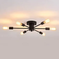 Semi Flush Mount Ceiling Light Fixture, 6 Lights Modern Sputnik Chandelier Pendant Lighting for Living Room Kitchen Dining Room Bedroom Farmhouse Flush Mount Ceiling Lights 110-240V