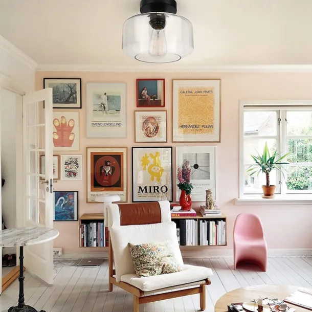 Semi Flush Mount Ceiling Light, Modern Light Fixture with Glass Shade, Oil Rubbed Bronze Finish for Hallway Corridor Kitchen Bathroom Bedroom Passway