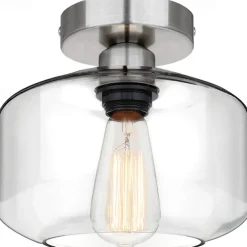 Semi Flush Mount Ceiling Light, Modern Light Fixture with Glass Shade, Oil Rubbed Bronze Finish for Hallway Corridor Kitchen Bathroom Bedroom Passway