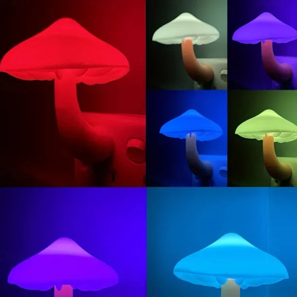 Sensor LED Night Light Plug in Lamp Mushroom Night Light 7-Color Changing Magic Mini Pretty Mushroom-Shaped Night Lights for Adults Kids NightLight