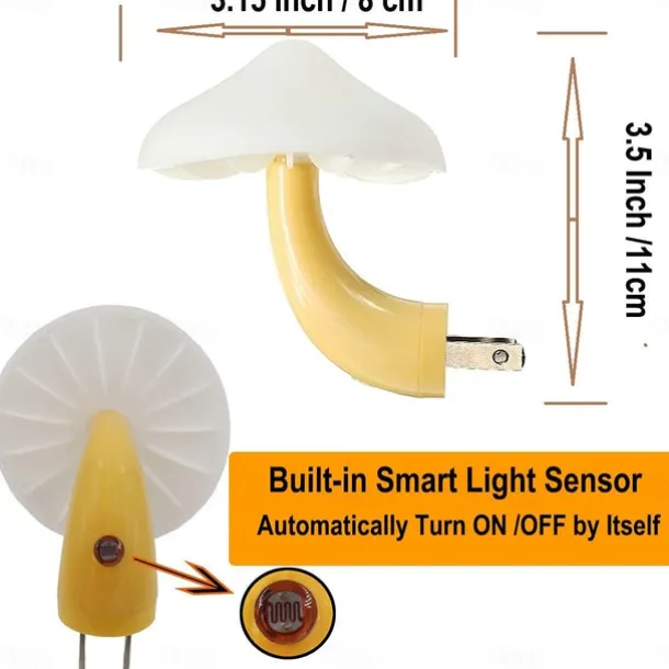 Sensor LED Night Light Plug in Lamp Mushroom Night Light 7-Color Changing Magic Mini Pretty Mushroom-Shaped Night Lights for Adults Kids NightLight
