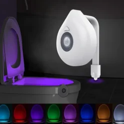 Sensor Toilet Seat Night Light Smart PIR Motion 8 Colors Waterproof Backlight 2PCS for Toilet Bowl LED Luminaria Lamp Toilet Light