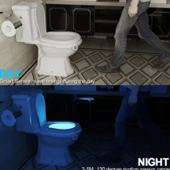 Sensor Toilet Seat Night Light Smart PIR Motion 8 Colors Waterproof Backlight 2PCS for Toilet Bowl LED Luminaria Lamp Toilet Light