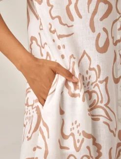 Sequin Apricot Curve Pocket Roll Up Sleeve Maxi Shirt Dress