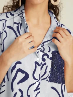 Sequin Apricot Curve Pocket Roll Up Sleeve Maxi Shirt Dress