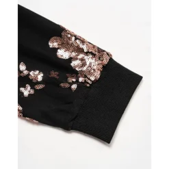 Sequin Crew Neck Bomber Jacket