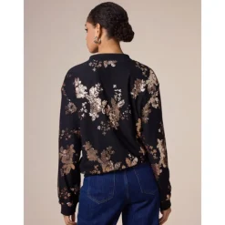 Sequin Crew Neck Bomber Jacket