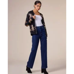 Sequin Crew Neck Bomber Jacket