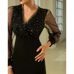 Sequin Mesh Long Sleeve Mini Dress