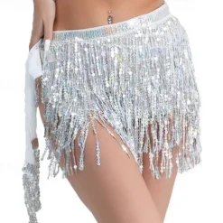 Sequin skirt Sparkle Skirt Belly Dance Hip Scarf Mardi Gras Outfits for Women Space Cowgirl Costume