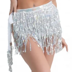 Sequin skirt Sparkle Skirt Belly Dance Hip Scarf Mardi Gras Outfits for Women Space Cowgirl Costume