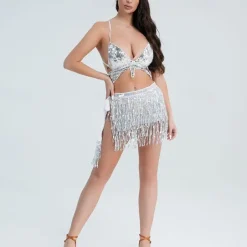 Sequin skirt Sparkle Skirt Belly Dance Hip Scarf Mardi Gras Outfits for Women Space Cowgirl Costume