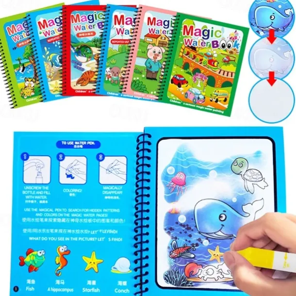 1Set Children Painting Drawing Toys Reusable Coloring Book Magic Water Drawing Book Sensory Early Education Toys For Kids