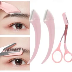 1Set Eyebrow Trimming Knife Eyebrow Face Razor For Women Professional Eyebrow Scissors With Comb Brow Trimmer Scraper Accesso
