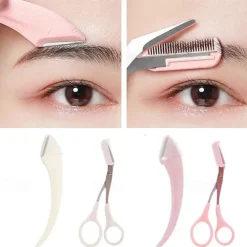 1Set Eyebrow Trimming Knife Eyebrow Face Razor For Women Professional Eyebrow Scissors With Comb Brow Trimmer Scraper Accesso