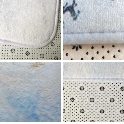 Set of 3 Pieces Bath Mat Non-slip Bathroom Rug, U Shaped Contour Rug & Toilet lid Cover, Marble Texture Bath mat, Non Slip & Soft Absorbent Polyester Carpet