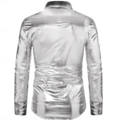 Set with Shiny Metallic Straight Leg Pants 2 PCS Disco Outfits 1980s Men's Sequins Cosplay Costume Masquerade Party Evening Club Performance