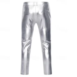 Set with Shiny Metallic Straight Leg Pants 2 PCS Disco Outfits 1980s Men's Sequins Cosplay Costume Masquerade Party Evening Club Performance
