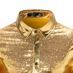 Set with Shiny Metallic Straight Leg Pants 2 PCS Disco Outfits 1980s Men's Sequins Cosplay Costume Masquerade Party Evening Club Performance