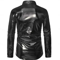 Set with Shiny Metallic Straight Leg Pants 2 PCS Disco Outfits 1980s Men's Sequins Cosplay Costume Masquerade Party Evening Club Performance