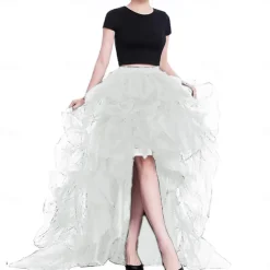 Set with Tulle Tutu Skirt Feather Cape Lace Gloves 3 PCS Women's High Waist High Low Layered Tulle Floor Length Skirt Feather Shawls Outfits Maleficent Costume Punk Gothic Halloween Party Carnival