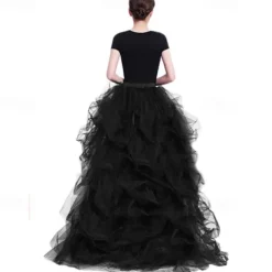 Set with Tulle Tutu Skirt Feather Cape Lace Gloves 3 PCS Women's High Waist High Low Layered Tulle Floor Length Skirt Feather Shawls Outfits Maleficent Costume Punk Gothic Halloween Party Carnival