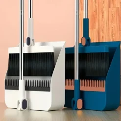 1set/2pcs Broom And Dustpan Set For Home, Upright Dustpan And Broom Combo Set, Sweeping Office Kitchen Wood Floor Pet Hair, Cleaning Supplies For Indoor Housewarming Gift