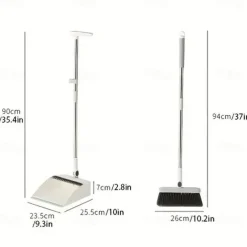 1set/2pcs Broom And Dustpan Set For Home, Upright Dustpan And Broom Combo Set, Sweeping Office Kitchen Wood Floor Pet Hair, Cleaning Supplies For Indoor Housewarming Gift