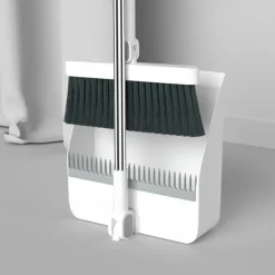 1set/2pcs Broom And Dustpan Set For Home, Upright Dustpan And Broom Combo Set, Sweeping Office Kitchen Wood Floor Pet Hair, Cleaning Supplies For Indoor Housewarming Gift