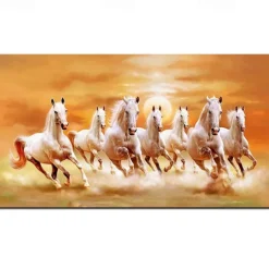 seven white horses galloping animal decorative painting