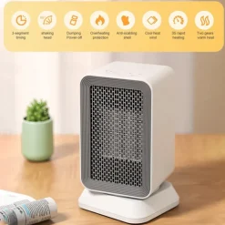 Shaking Head Silent Heating Small Heater Fan Rapid Heating Intelligent Temperature Control Home Office Desk Electric Heater