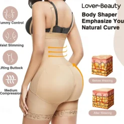 Shapewear for Women Tummy Control Body Shaper Butt Lifter Thigh Slimmer Faja Plus Size with Zipper Crotch