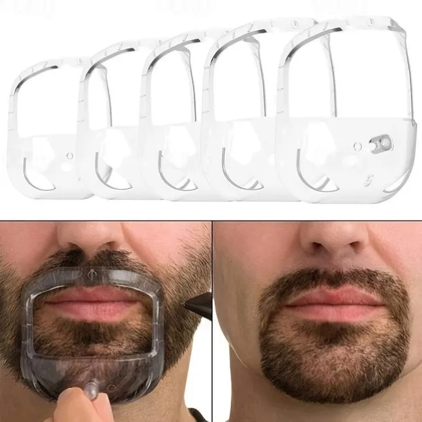 Shaving Template For Men With 5 Different Sizes, Beard Guide Shaper With Comb, Beard Shaping & Styling Template Perfect For Hairline Line-up, Edging, Stencil For Trimming, Mustache, Goatee