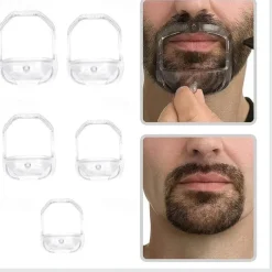 Shaving Template For Men With 5 Different Sizes, Beard Guide Shaper With Comb, Beard Shaping & Styling Template Perfect For Hairline Line-up, Edging, Stencil For Trimming, Mustache, Goatee