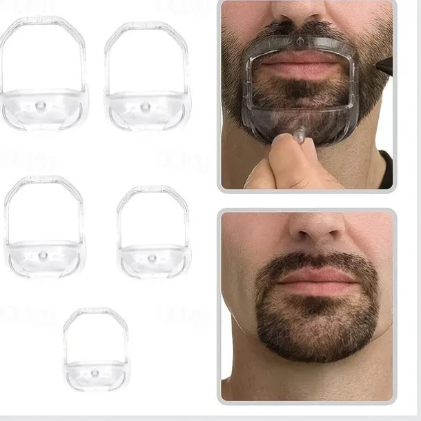Shaving Template For Men With 5 Different Sizes, Beard Guide Shaper With Comb, Beard Shaping & Styling Template Perfect For Hairline Line-up, Edging, Stencil For Trimming, Mustache, Goatee