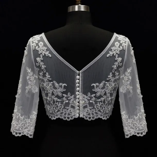 Shawl & Wrap Shawls Women's Wrap Bolero Sexy Bridal Half Sleeve Lace Wedding Wraps With Button For Wedding Spring & Summer