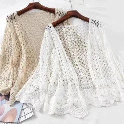 Shawl & Wrap Shawls Women's Wrap Ladies Elegant Sun Protection Long Sleeve Cotton Fall Wedding Wraps With Pure Color For Holiday All Seasons