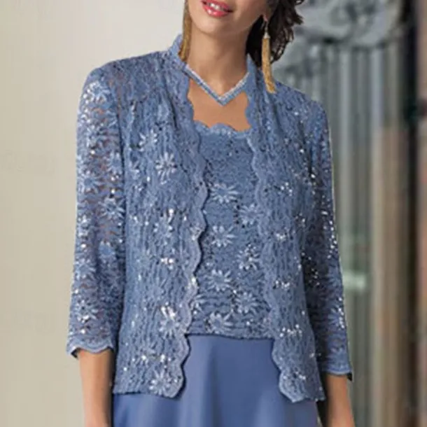 Shawl & Wrap Wedding Guest Women's Wrap Mother's Wraps Pure Elegant Sun Protection 3/4 Length Sleeve Lace Fall Wedding Wraps With Pure Color For Party Evening All Seasons